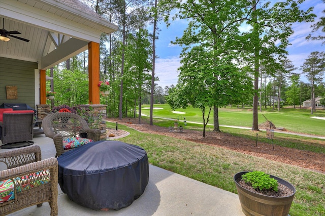 137 Elgin Ln, Mccormick, SC 29835 - view of patio / terrace with a ceiling fan and view of golf course