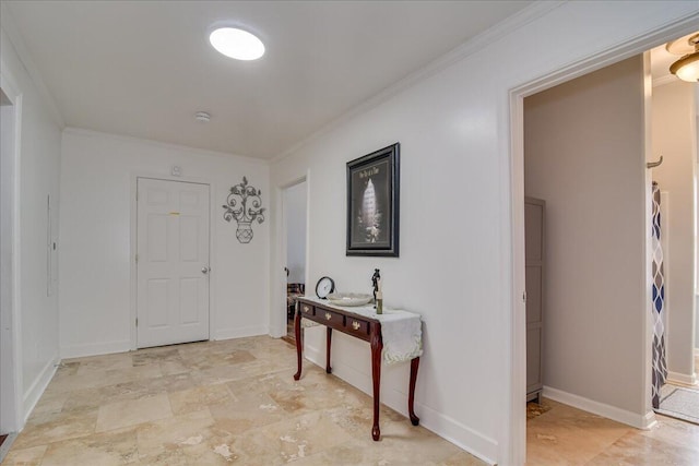 foyer with ornamental molding