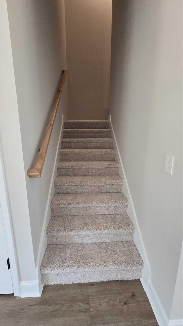1759 Storm Branch Rd, Beech Island, SC 29842 - stairway with wood finished floors and baseboards