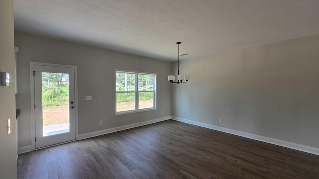 1759 Storm Branch Rd, Beech Island, SC 29842 - unfurnished dining area with a chandelier and dark wood-style floors