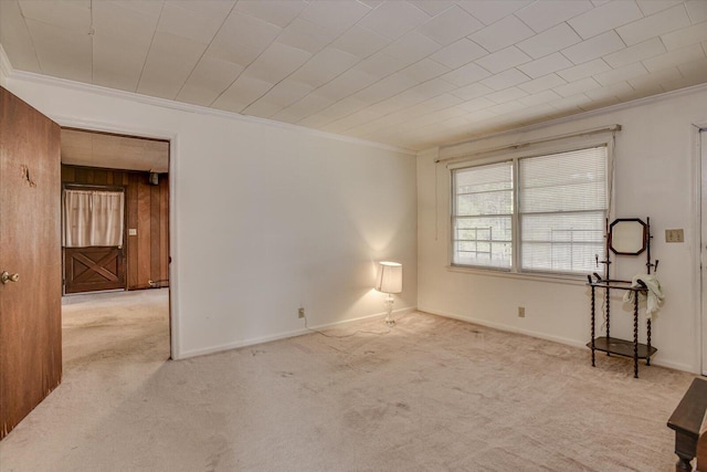 1775 Metasville Rd, Lincolnton, GA 30817 - empty room with ornamental molding, light colored carpet, wooden walls, and baseboards