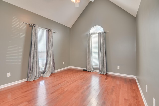 790 Osprey Ln, Martinez, GA 30907 - spare room with a ceiling fan, light wood finished floors, baseboards, and lofted ceiling