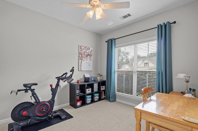 1109 Highmoor Ln, Evans, GA 30809 - exercise room featuring carpet and a ceiling fan