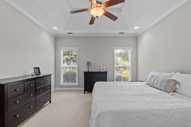 1109 Highmoor Ln, Evans, GA 30809 - bedroom with a tray ceiling, multiple windows, light carpet, crown molding, and recessed lighting
