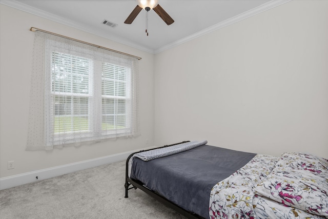 529 River Oaks Ln, Evans, GA 30809 - bedroom with crown molding, carpet flooring, baseboards, and a ceiling fan