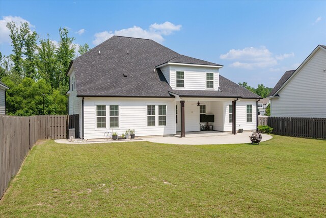 529 River Oaks Ln, Evans, GA 30809 - rear view of property featuring roof with shingles, a patio, and ceiling fan