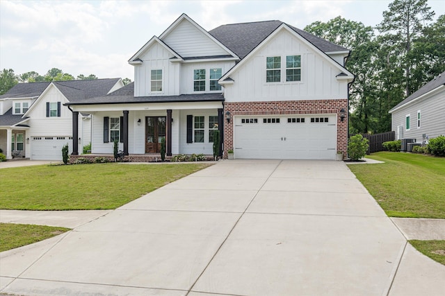 529 River Oaks Ln, Evans, GA 30809 - modern inspired farmhouse with board and batten siding, an attached garage, concrete driveway, and a porch