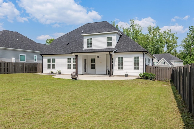 529 River Oaks Ln, Evans, GA 30809 - back of property featuring a ceiling fan, a patio area, and roof with shingles