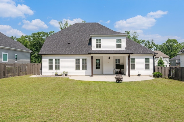 529 River Oaks Ln, Evans, GA 30809 - back of property with a patio area, a ceiling fan, and a shingled roof