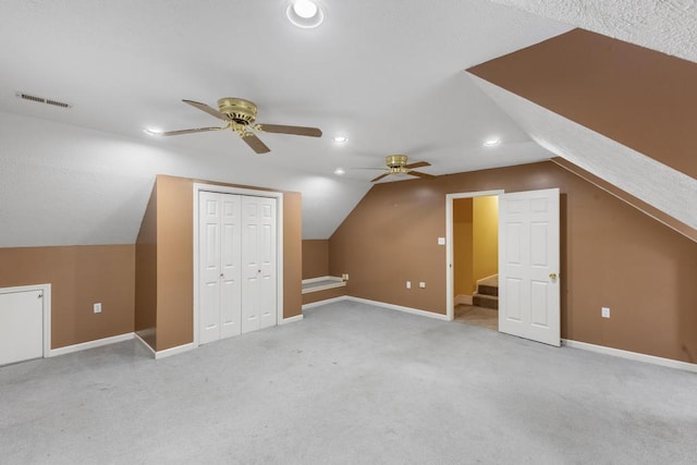 1116 Wrights Mill Rd, Aiken, SC 29801 - bonus room with a ceiling fan, vaulted ceiling, baseboards, carpet flooring, and recessed lighting