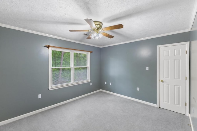 1116 Wrights Mill Rd, Aiken, SC 29801 - carpeted empty room with ceiling fan, baseboards, crown molding, and a textured ceiling