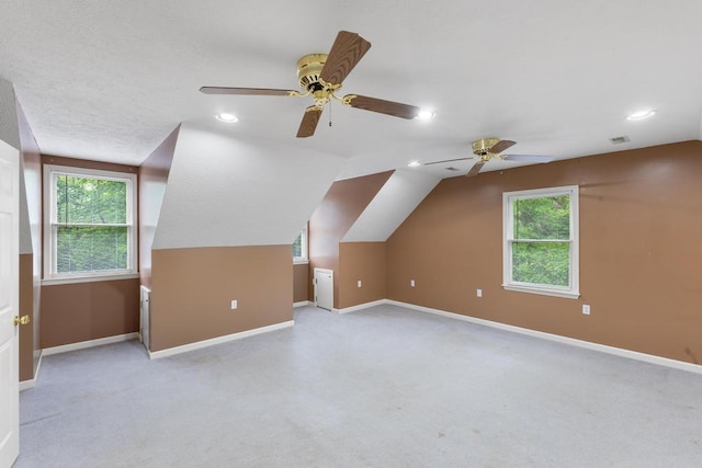 1116 Wrights Mill Rd, Aiken, SC 29801 - bonus room with a ceiling fan, baseboards, lofted ceiling, light colored carpet, and recessed lighting