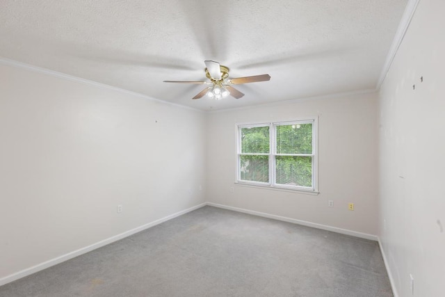 1116 Wrights Mill Rd, Aiken, SC 29801 - spare room with a ceiling fan, crown molding, baseboards, carpet flooring, and a textured ceiling