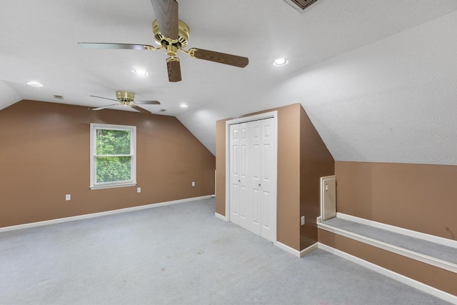 1116 Wrights Mill Rd, Aiken, SC 29801 - bonus room featuring ceiling fan, vaulted ceiling, baseboards, recessed lighting, and carpet