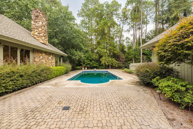 view of swimming pool with a patio area