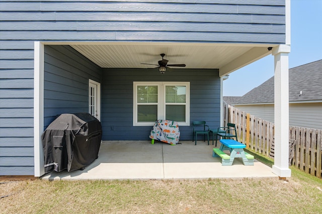 165 Myrtle Grv Trl, Evans, GA 30809 - view of patio featuring a ceiling fan and a grill