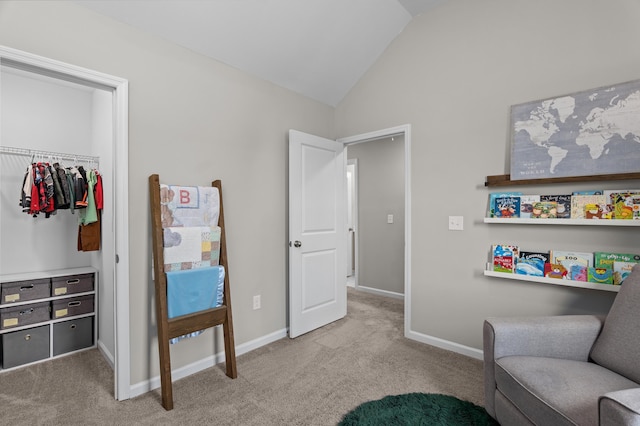 165 Myrtle Grv Trl, Evans, GA 30809 - sitting room featuring carpet flooring, vaulted ceiling, and baseboards