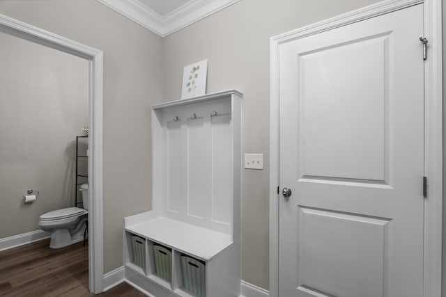 165 Myrtle Grv Trl, Evans, GA 30809 - mudroom with crown molding, dark wood-type flooring, and baseboards