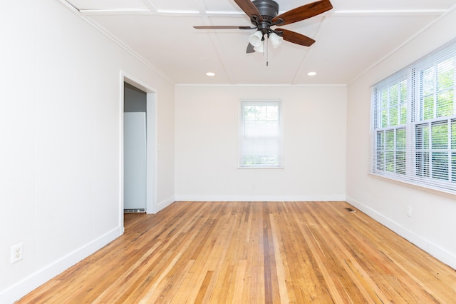 1468 Dewitt St, Augusta, GA 30901 - spare room with plenty of natural light, ornamental molding, light wood-style floors, ceiling fan, and recessed lighting