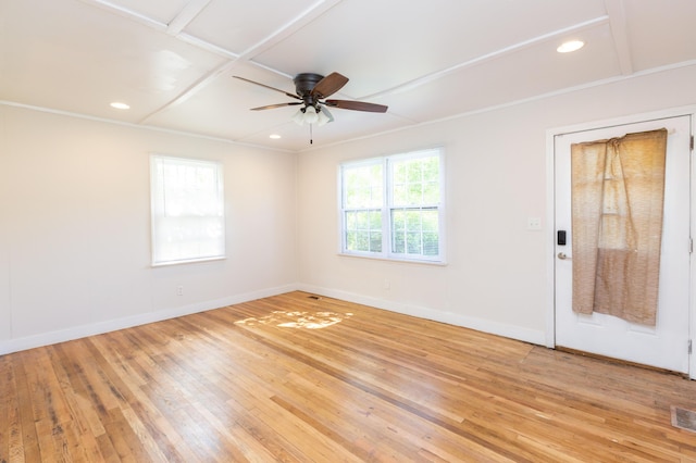 1468 Dewitt St, Augusta, GA 30901 - spare room featuring light wood-style flooring, ceiling fan, and recessed lighting