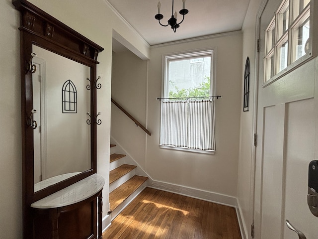 2841 Lombardy Ct, Augusta, GA 30909 - entryway with wood finished floors, stairs, and ornamental molding