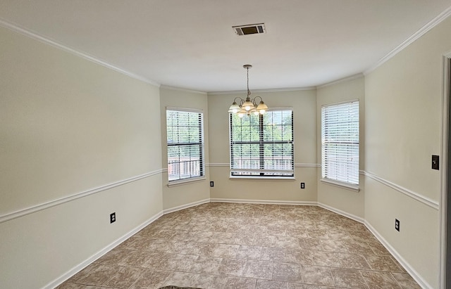 4325 Creekview Dr, Hephzibah, GA 30815 - spare room with a chandelier, plenty of natural light, crown molding, and baseboards