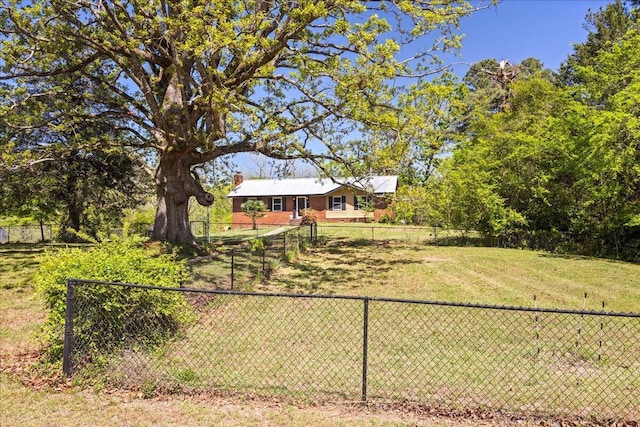 view of yard with a fenced front yard