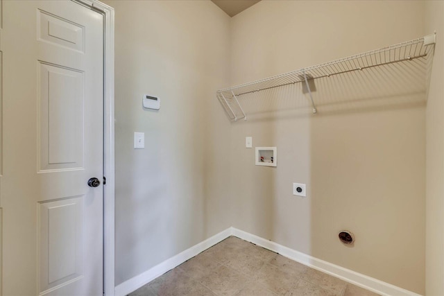 clothes washing area featuring hookup for an electric dryer and washer hookup