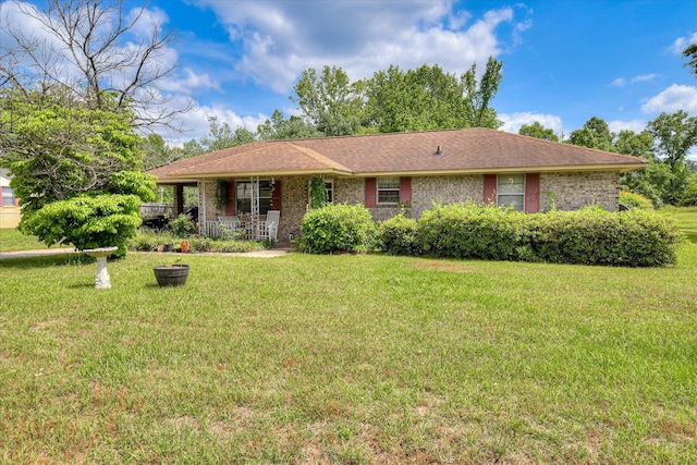 1219 Susan Ct, Waynesboro, GA 30830 - ranch-style house featuring a front yard, covered porch, and brick siding