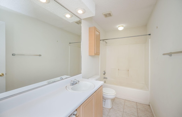107 Barts Dr, Augusta, GA 30909 - bathroom featuring toilet, tile patterned flooring, vanity, a textured ceiling, and tub / shower combination