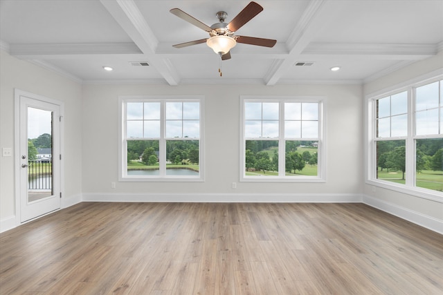 309 Militia Loop, North Augusta, SC 29860 - unfurnished sunroom featuring coffered ceiling, plenty of natural light, and beamed ceiling