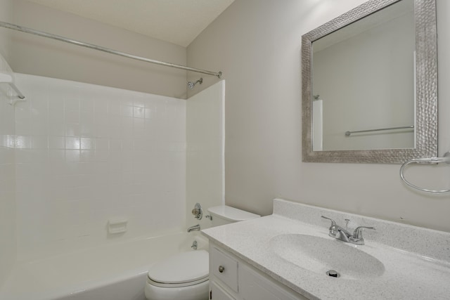 full bathroom with shower / washtub combination, vanity, and toilet