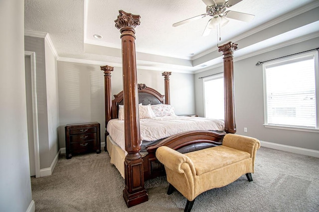 1144 Bubbling Springs Dr, Graniteville, SC 29829 - bedroom featuring baseboards, a raised ceiling, carpet, and decorative columns