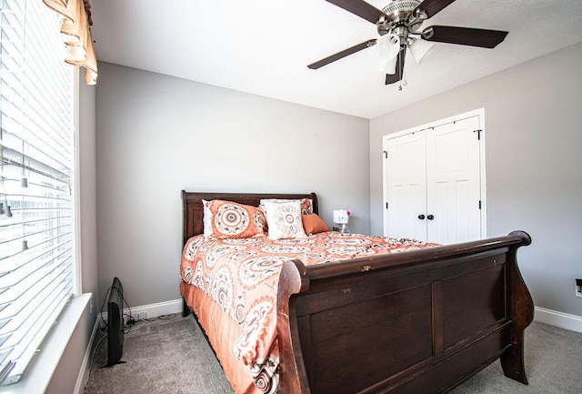 1144 Bubbling Springs Dr, Graniteville, SC 29829 - bedroom with a closet, carpet flooring, a ceiling fan, and baseboards