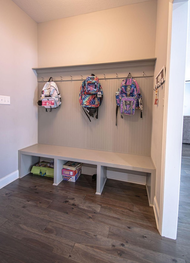 mudroom featuring dark hardwood / wood-style floors