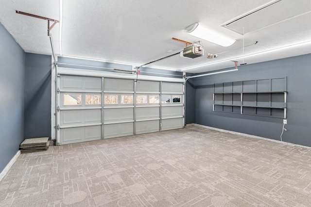 garage with baseboards and a garage door opener