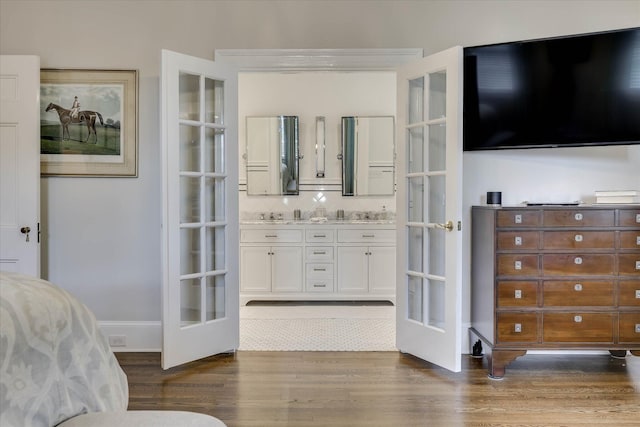 3406 W Richland Ave, Aiken, SC 29801 - bedroom featuring french doors and dark wood finished floors