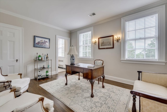 3406 W Richland Ave, Aiken, SC 29801 - office space featuring dark wood-style floors and crown molding