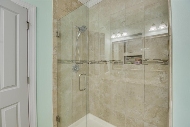 bathroom with a shower stall