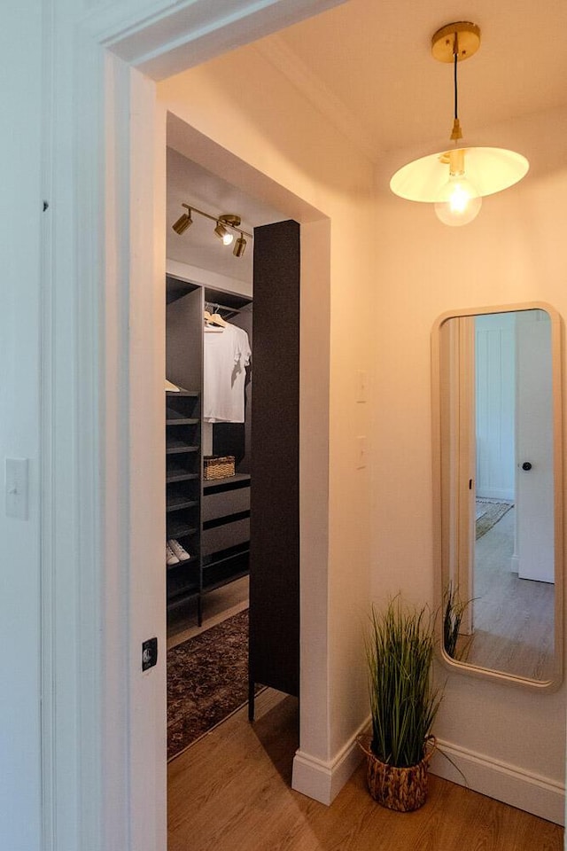 115 W St, Thomson, GA 30824 - corridor featuring wood finished floors and baseboards