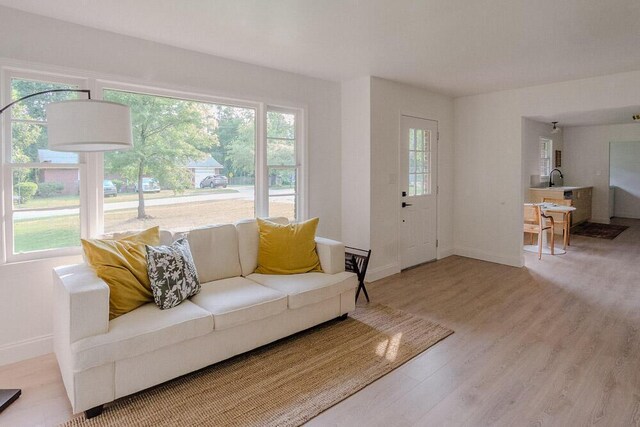 115 W St, Thomson, GA 30824 - living room featuring baseboards and wood finished floors