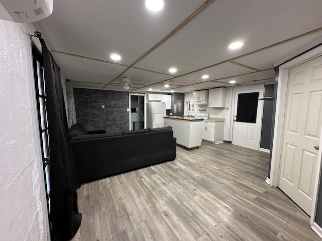 living room with light wood-type flooring