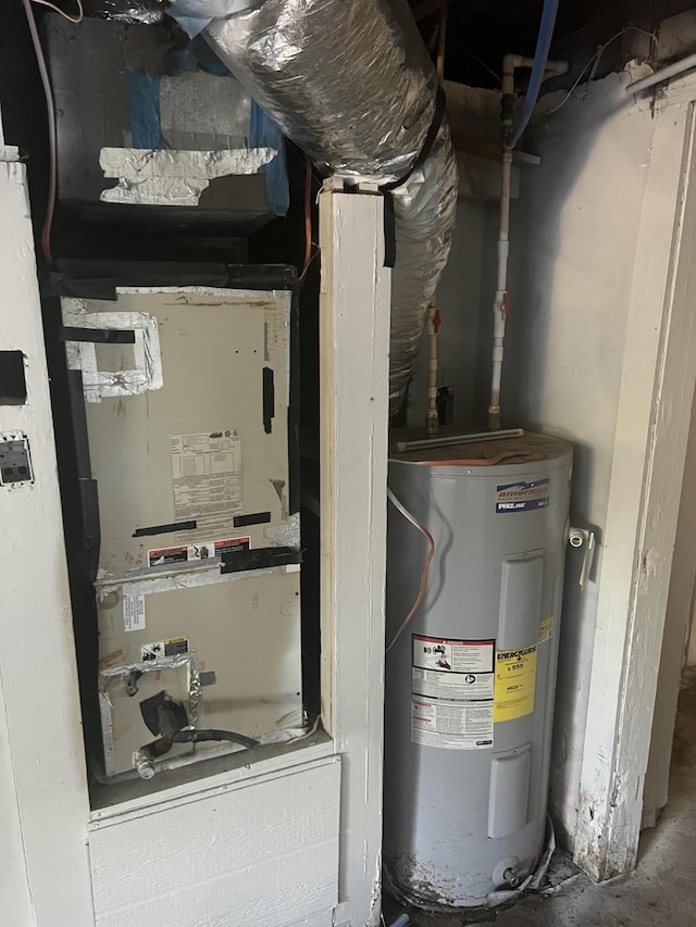 utility room with water heater