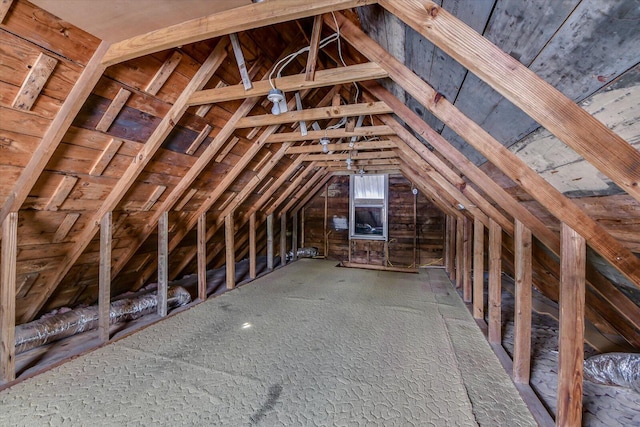 view of unfinished attic