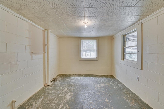 empty room with concrete block wall