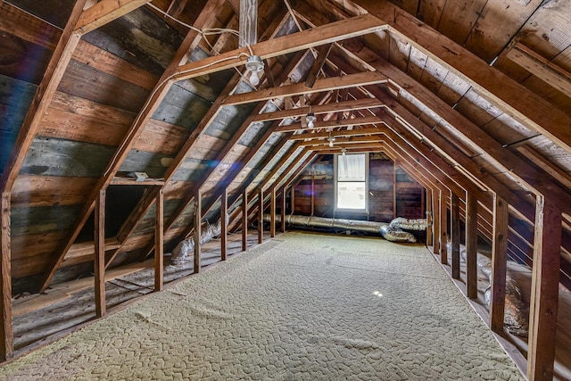 view of unfinished attic