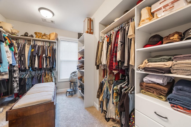 walk in closet with carpet and visible vents