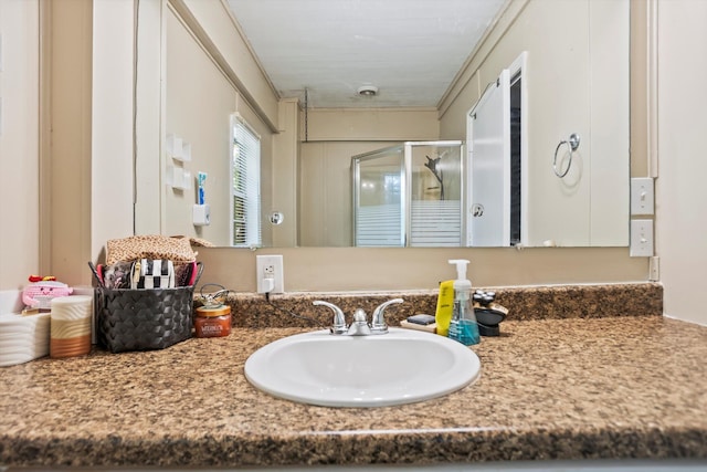 520 Central Rd, Thomson, GA 30824 - bathroom featuring vanity and a shower with door