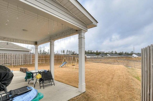 view of patio / terrace featuring a playground