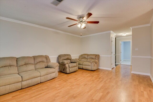 2516 Commons Trce, Augusta, GA 30909 - living area featuring light wood-style floors, ceiling fan, crown molding, and baseboards
